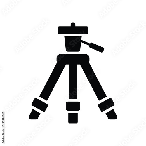 Black Camera Tripod Icon Silhouette