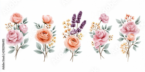 Soft Pink and Peach Floral Watercolor Collection: Vertical Designs for Invitations and Decor