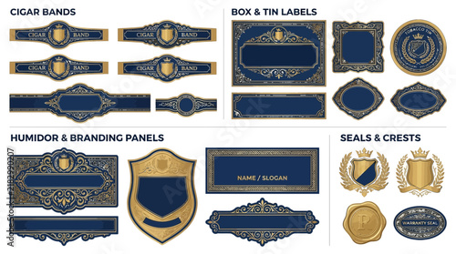 Vintage Cigar Bands, Labels, Seals & Crests - Emblematic Designs