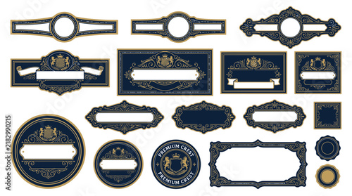 Vintage Cigar Labels and Badges with Ornate Frames - Isolated