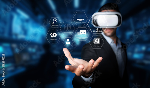 Fotografie Explore the cutting-edge intersection of assistive technology and generative AI, showcasing virtual reality applications for personal assistant functionality and NLP advancements