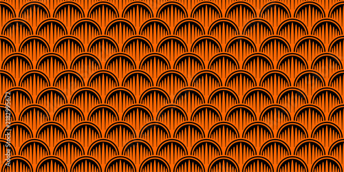 Scallop Pattern With Orange Black Color And Fish Scale Arch Shape