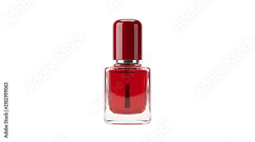 Fresh red nail polish bottle isolated on white background, beauty product cosmetics, glossy makeup product, women's accessories, feminine grooming item