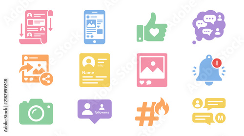Colorful social media icons set.