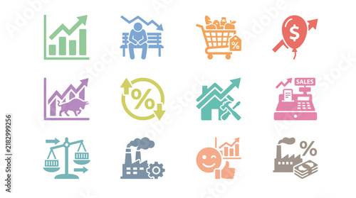 Business finance icons and symbols.