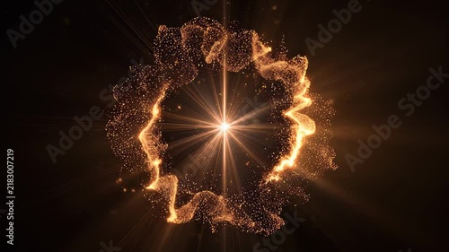 Golden Star Burst with Radiating Particles Loop 4K