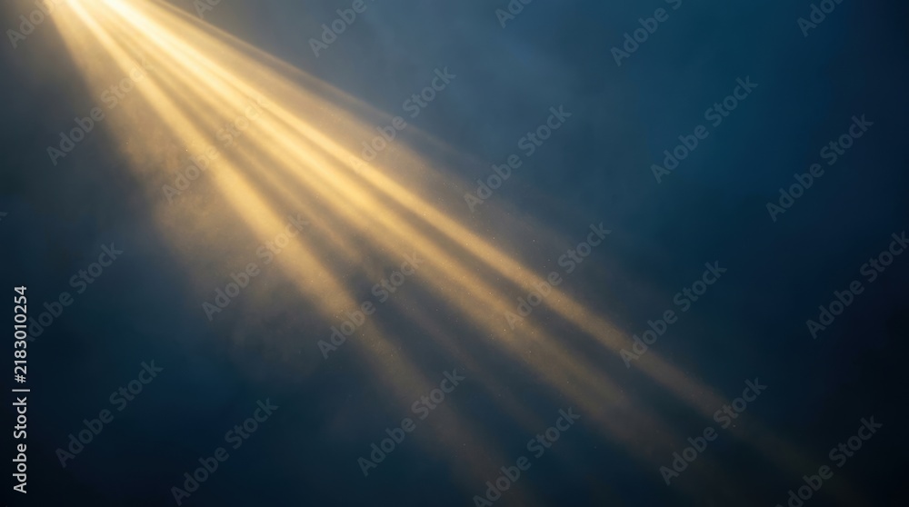 Fototapeta premium Volumetric light beams cutting through soft atmospheric mist photography