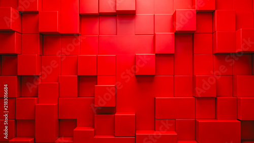 Obraz na płótnie 3D Abstract Red Cubic Wall Pattern Geometric Design