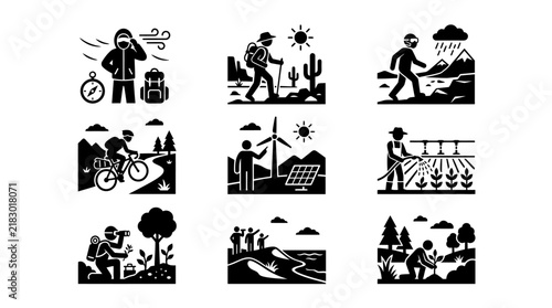 People engaging in various outdoor activities.