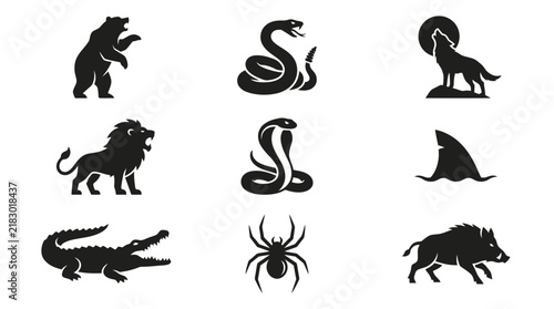 Silhouette of various wild animals.