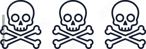 Картината върху платно Vector Handprint Set with Skull and Crossbones Pirate Danger Symbol, Skeleton De