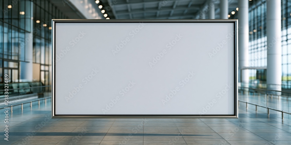 Obraz premium Empty billboard in modern airport terminal