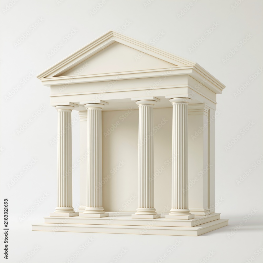 Obraz premium classical white temple structure with columns on plain