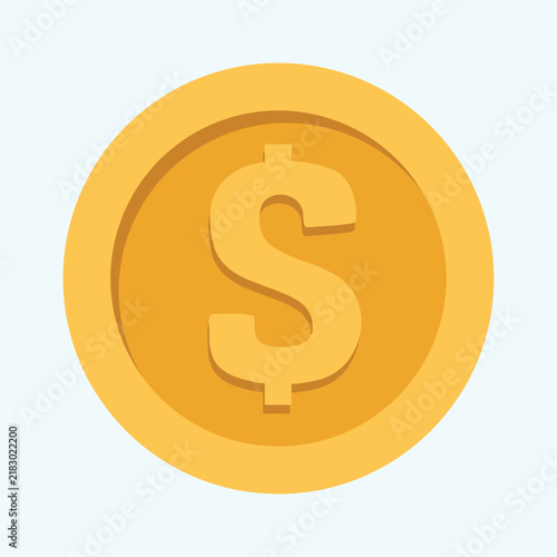 Vector Illustration of a Single Gold Coin with a Dollar Sign 