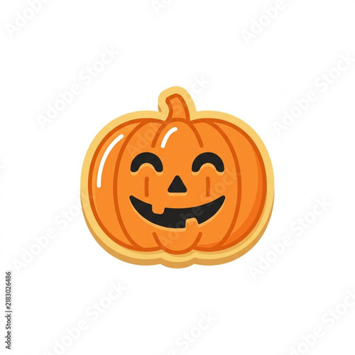 Cute Jack-O-Lantern Pumpkin Shaped Cookie for Halloween Holiday Celebrations and Festive Autumn Party Snacks Design