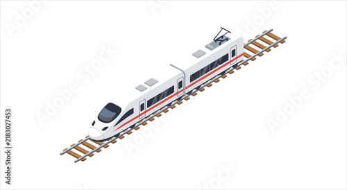 Modern High-Speed Train on Railway Tracks.