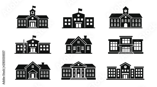 School Buildings Icon Set Education.