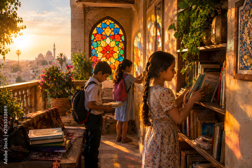 Obraz premium Children Preparing For School As Summer Break Ends