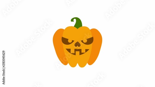 Pumpkin ghost animation with a white background for footage.