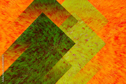 Green pyramid on orange textured background