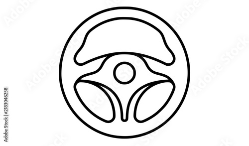 Modern Car Steering Wheel Outline Icon with Editable Stroke Vector