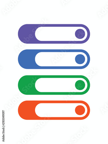 Colorful user interface loading bars displaying various progress stages on a clean white background