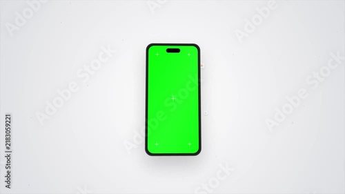 Modern Smartphone with Chroma Key Green Screen Isolated on White Background Motion Graphic Animation