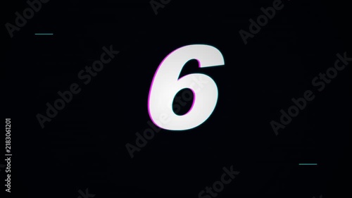 Digital Glitch Countdown 10 to 0 Animation