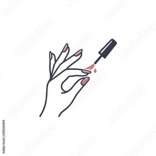 Person applying cosmetic enamel on fingernails with professional tool for beauty salon marketing and personal care routine branding visuals for women seeking fashion inspiration and manicure