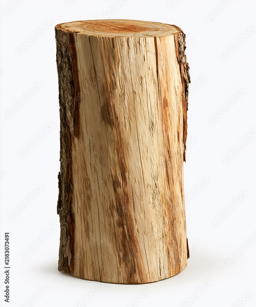 Obraz premium Vertical tree trunk stump with bark and grain
