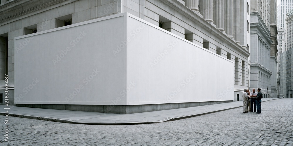 Obraz premium Group of men standing beside large white construction