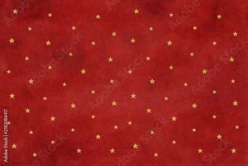 Deep red textured background pattern featuring small golden star shapes
