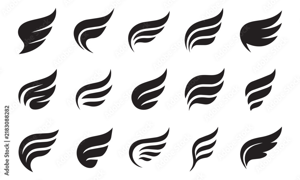 Fototapeta premium Collection of wing emblems graphic symbols for sports logos award designs emblems modern design elements.