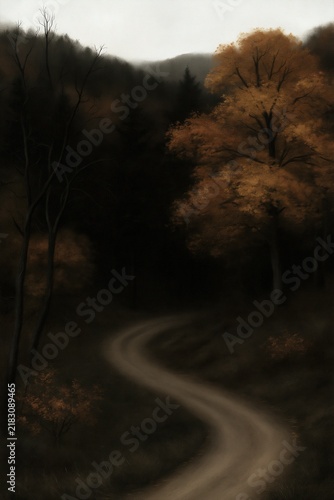 Mindful Autumn Nature Escape, Mindful Autumn Landscape for Seasonal Wellness and Peaceful Nature  , Misty Seasonal Slow Living  