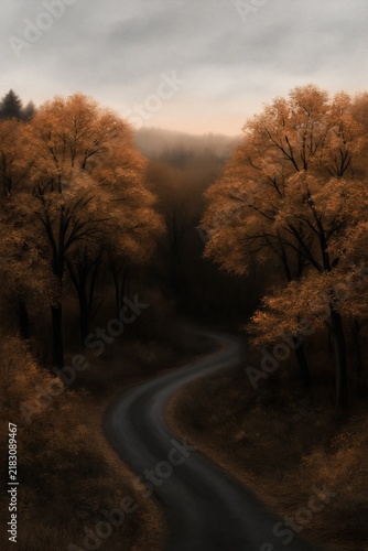 Mindful Autumn Nature Escape, Mindful Autumn Landscape for Seasonal Wellness and Peaceful Nature  , Misty Seasonal Slow Living  