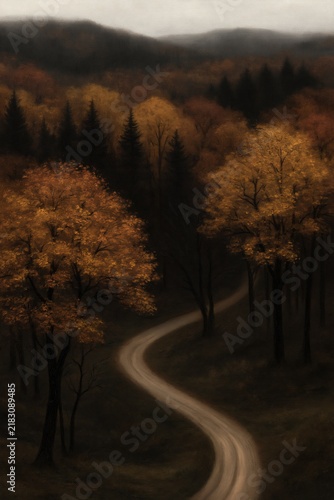 Mindful Autumn Nature Escape, Mindful Autumn Landscape for Seasonal Wellness and Peaceful Nature  , Misty Seasonal Slow Living  