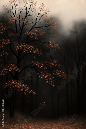 Mindful Autumn Nature Escape, Mindful Autumn Landscape for Seasonal Wellness and Peaceful Nature  , Misty Seasonal Slow Living  