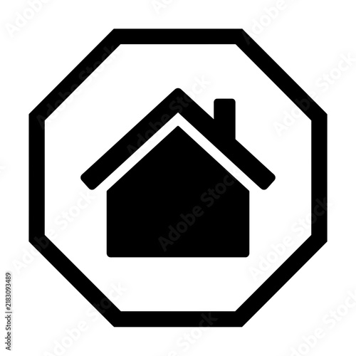 Minimalist House Icon Inside Octagon Frame