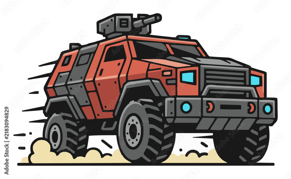 Obraz premium Post apocalyptic survival truck vector illustration .... Generative AI