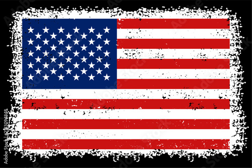 USA Flag Grunge Texture With Distressed Style For American Symbol