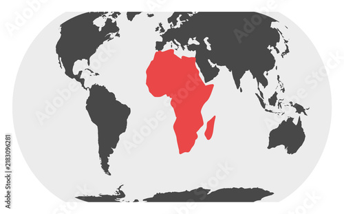 Bild auf Leinwand Equal Earth world map projection highlighting Africa at its true relative land a