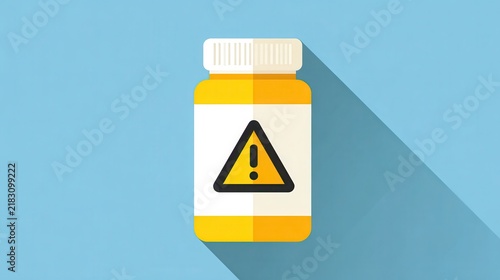 Warning Label on Medicine Bottle with Bright Background
