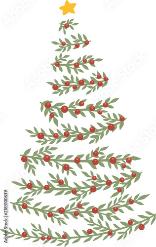 Christmas tree symbol illustration for Christmas holiday and new year event.