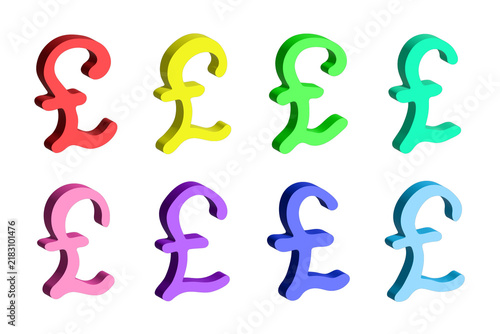 Obraz na plátně Set of 3d british pound currency symbol Elements for design
