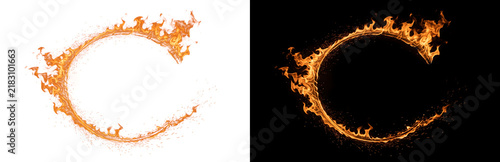 фотографія Fire Ring blazing circle of flames with sparks and burning hoop shape for gaming