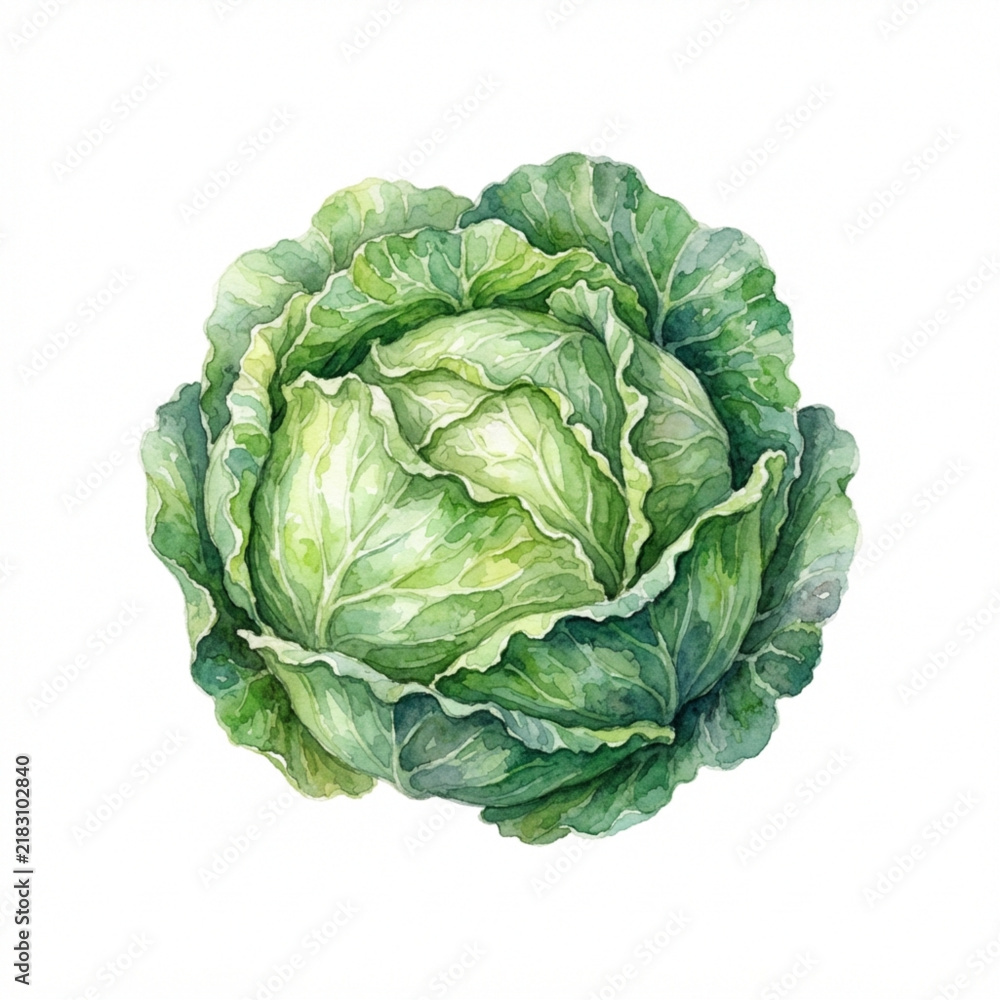 Obraz premium cabbage watercolor illustration isolated on white background