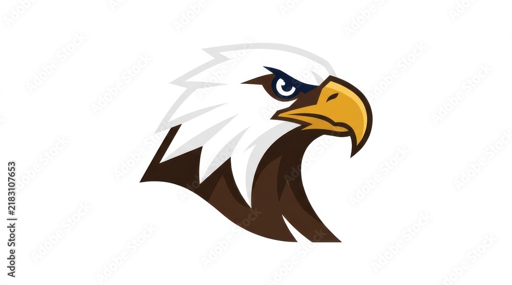 Fototapeta premium Bald eagle head mascot logo design, aggressive bird of prey vector illustration.