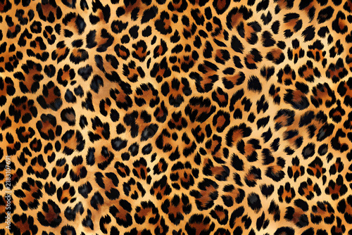 Leopard print pattern background, wild cheetah fur texture close up, animal skin spots design for fashion textiles