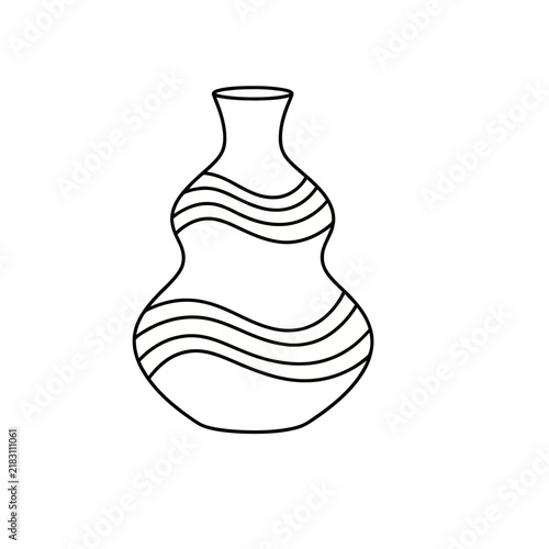 Outline of a decorative vase with wavy stripes