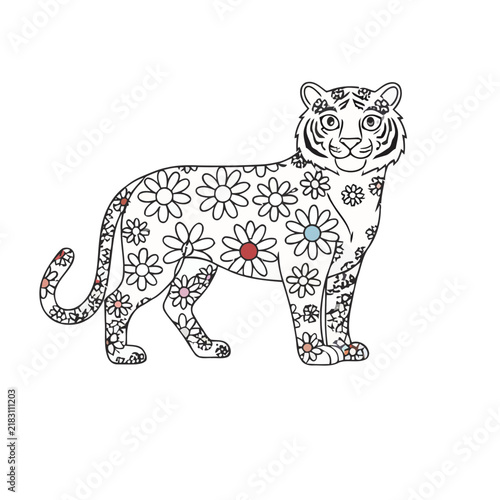 Tiger with floral pattern